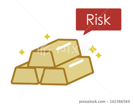 Illustration of the risk of pure gold investment Gold bar icon 102366569