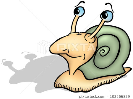 Beige Snail with a Green Snail Shell 102366829