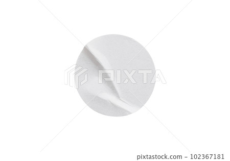 Blank white round paper sticker label isolated on white background with clipping path Blank white round paper sticker label isolated on white background with clipping path 102367181