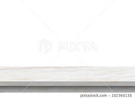 white marble stone table top isolated on white background for product display 102368138