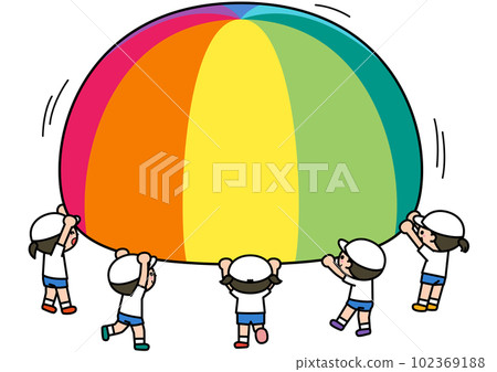 Athletic meet Para-balloon Create a mountain with air in the center 102369188