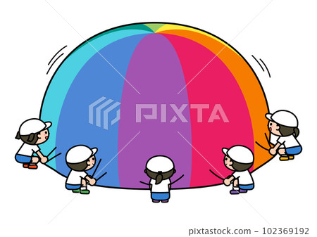 Athletic meet Para-balloon Create a mountain with air in the center 102369192