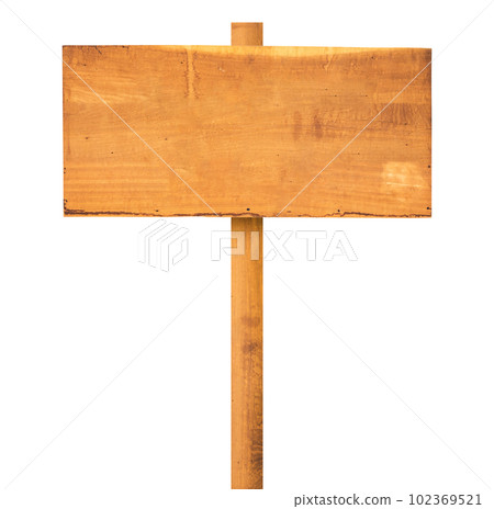 Old wooden sign isolated on white background 102369521