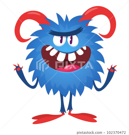 Happy cartoon monster. Halloween vector illustration of funny monster creature Happy cartoon monster. Halloween vector illustration of funny monster creature 102370472