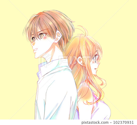 Back-to-back male and female couple summer Back-to-back male and female couple summer 102370931