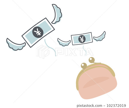 Illustration showing no money, money growing wings and flying away 102372019