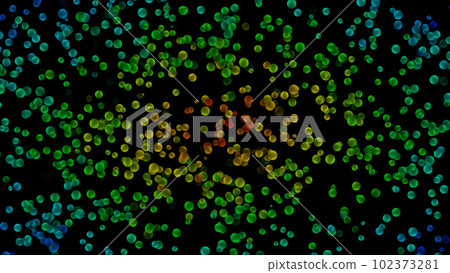 Randomly moving colorful spheres on black background. Abstract background for advertising, congratulations 102373281