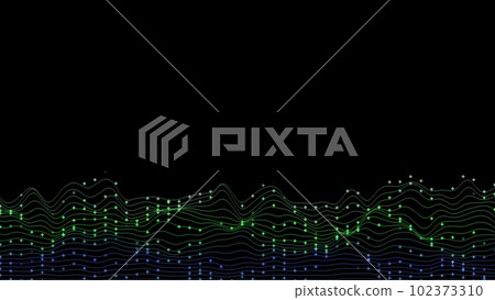 Fantastic particle wave object. Science concept. Abstract bg for logo, title, presentation. 3D render. Fantastic particle wave object. Science concept. Abstract bg for logo, title, presentation. 3D render. 102373310