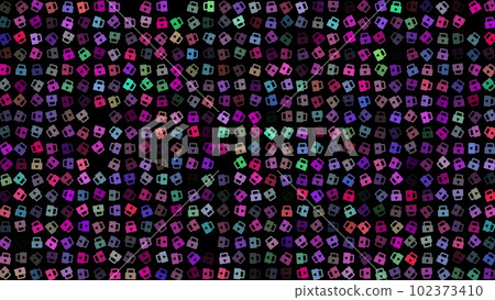 Colored flashing rotating Lock on black bg. Abstract festive background for advertising, congratulations, text. Colorful creative flat dynamic shapes animation. Business bg. 3D render Colored flashing rotating Lock on black bg. Abstract festive background for advertising, congratulations, text. Colorful creative flat dynamic shapes animation. Business bg. 3D render 102373410