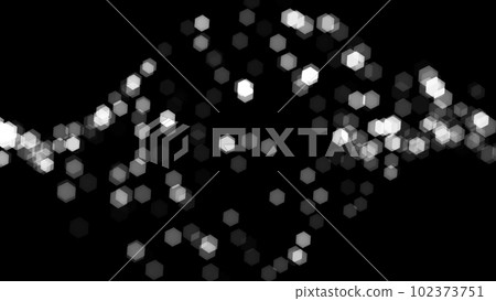 black background with blurred white bokeh lights in circles and hexagon shapes in diagonal pattern, dark night sky with glittering stars. 3D animation black background with blurred white bokeh lights in circles and hexagon shapes in diagonal pattern, dark night sky with glittering stars. 3D animation 102373751