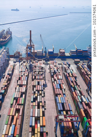 Aerial view of sea cargo port 102374061