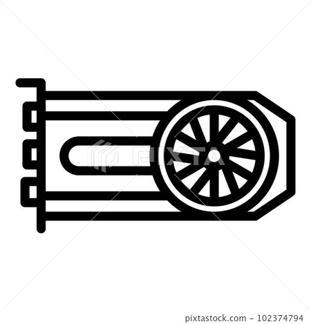 Computer graphic card icon. Outline computer graphic card vector icon for web design isolated on white background Computer graphic card icon. Outline computer graphic card vector icon for web design isolated on white background 102374794