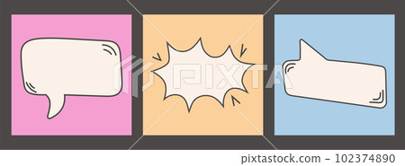 Various Speech Bubbles hand drawn vector illustration. Message, texting, typing concept. Cartoon style. Various Speech Bubbles hand drawn vector illustration. Message, texting, typing concept. Cartoon style. 102374890