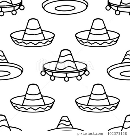 Sombrero hats doodle illustration seamless pattern. Sombrero hats doodle illustration seamless pattern. 102375138