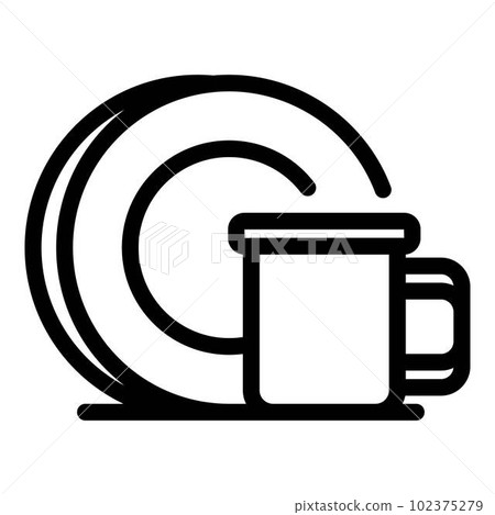 Mug plate icon. Outline mug plate vector icon for web design isolated on white background Mug plate icon. Outline mug plate vector icon for web design isolated on white background 102375279