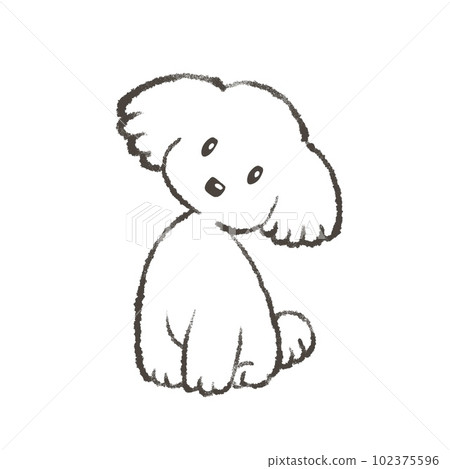 一隻可愛的小狗的簡單單色插圖 102375596