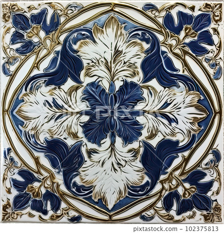 Seamless pattern with ceramic tile pattern. Absrtract decorative porcelain tile. 102375813