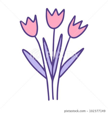 Bouquet of flowers childish doodle. Bouquet of flowers childish doodle. 102377149