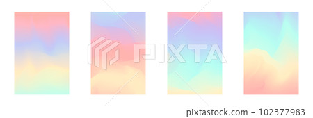 Light red, orange and blue vibrant gradient colors backgrounds for fashion flyer, brochure designs. Set of soft, tender gradiented wallpaper for mobile apps, ui design, banner, poster 102377983