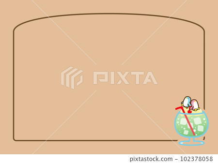 Simple penguin with cream soda one point & border material horizontal type 17 Simple penguin with cream soda one point & border material horizontal type 17 102378058