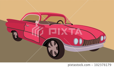 Retro car. Vector illustration. Red car. 102378179