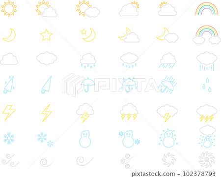 Weather color line drawing icon set 102378793