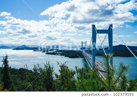14 Great Seto Bridge in clear autumn seen from Mt. Washu, Kurashiki City, Okayama Prefecture 14 Great Seto Bridge in clear autumn seen from Mt. Washu, Kurashiki City, Okayama Prefecture 102379593