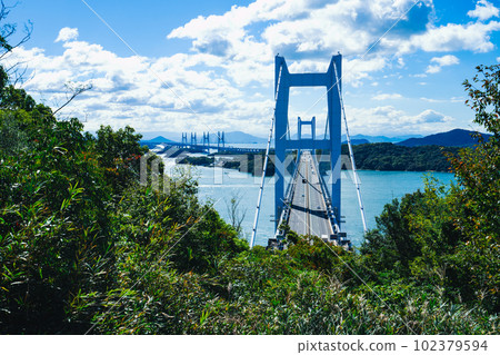 15 Great Seto Bridge in clear autumn seen from Mt. Washu, Kurashiki City, Okayama Prefecture 15 Great Seto Bridge in clear autumn seen from Mt. Washu, Kurashiki City, Okayama Prefecture 102379594