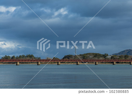 日本京都府宮津市京都丹後鐵道由良川橋 102380885