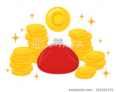 Stacked coins and clasp wallet coin Stacked coins and clasp wallet coin 102381255