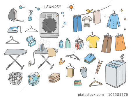 與洗衣相關的手繪插畫集(彩色) 與洗衣相關的手繪插畫集(彩色) 102381376