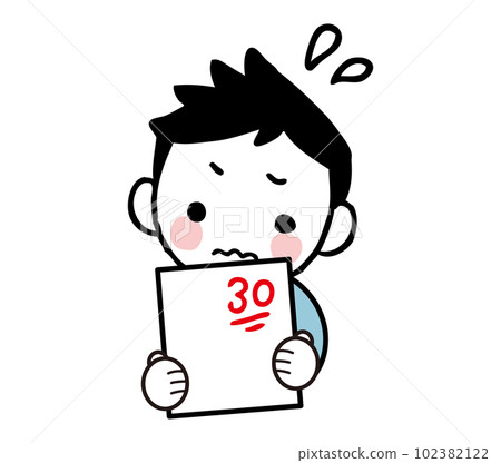 一個男孩因考試成績而沮喪的插圖 102382122