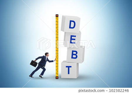 Debt assessment concept with businessman 102382246