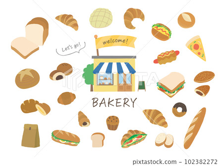 Illustration set of various bread and bakery (color / no outline) 102382272