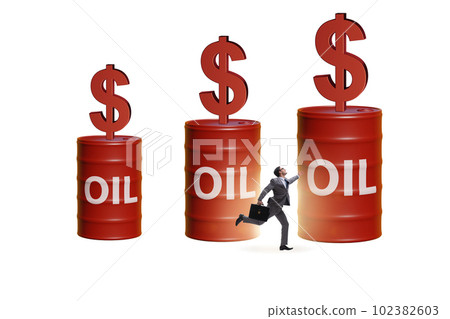 Businessman in oil prices concept 102382603
