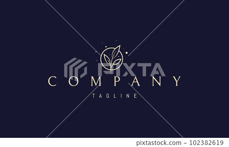 Vector golden logo on which an abstract image of three leaves in a circle. Vector golden logo on which an abstract image of three leaves in a circle. 102382619