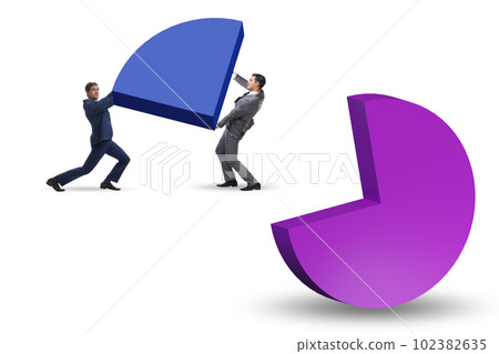 Businessman with pie chart in business concept Businessman with pie chart in business concept 102382635