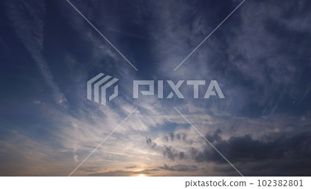 佈滿各種雲彩的傍晚天空・春天・超廣角・只有天空・230430pm 102382801