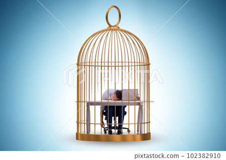Businessman caught in the cage 102382910