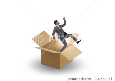 Think out of box concept with businessman Think out of box concept with businessman 102382951