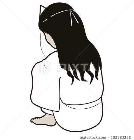 female ghost holding her knees female ghost holding her knees 102383238