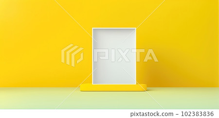 Empty yellow table for product with yellow wall background. 102383836