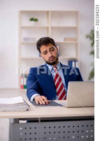 Young male employee working in the office Young male employee working in the office 102384233