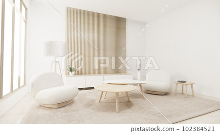 Muji minimalist, Sofa furniture and modern room design minimal.3D rendering Muji minimalist, Sofa furniture and modern room design minimal.3D rendering 102384521