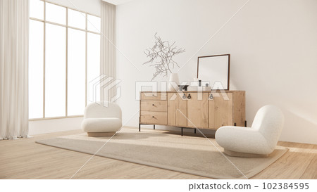 Muji minimalist, Sofa furniture and modern room design minimal.3D rendering Muji minimalist, Sofa furniture and modern room design minimal.3D rendering 102384595