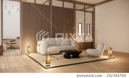 Sofa furniture and mockup modern room design minimal.3D rendering 102384769