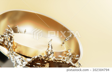 gold podium and water splashingt on white background. gold podium and water splashingt on white background. 102384794