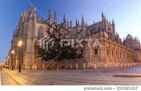 Seville. View of the Cathedral in the early morning. Seville. View of the Cathedral in the early morning. 102385107