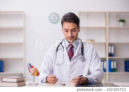 Young male doctor cardiologist working in the clinic Young male doctor cardiologist working in the clinic 102385723