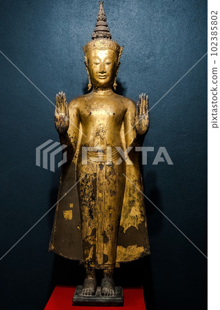 Standing image in the attitude of stopping Rainstrom Mid-Ayutthaya Period 102385802